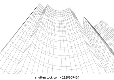 Arquitectura moderna, construcción de una ilustración 3d