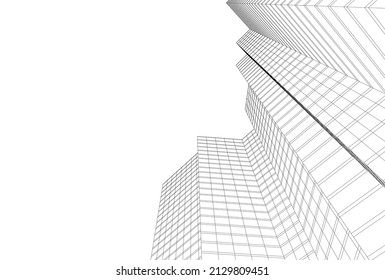 Modernes Gebäude der Architektur, 3D-Illustration