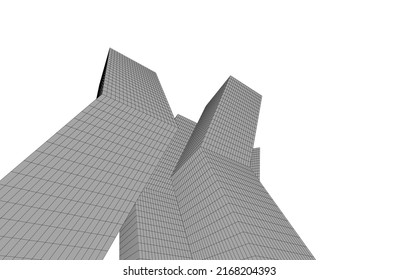 Modern architecture building 3d illustration