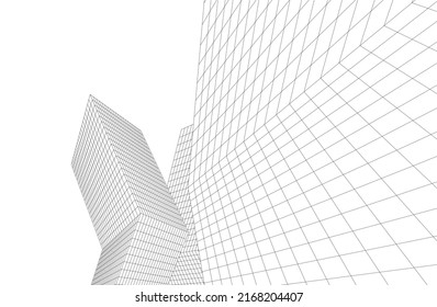 Modern architecture building 3d illustration