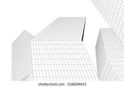 Modern architecture building 3d illustration