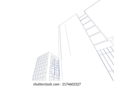 Modern architecture building 3d illustration