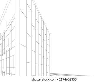 Modern architecture building 3d illustration