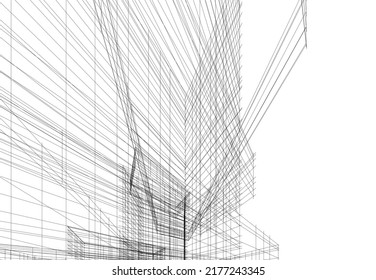 Modern architecture building 3d illustration