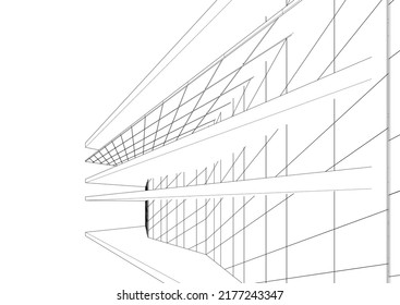 Modern architecture building 3d illustration