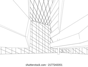 Modern architecture building 3d illustration
