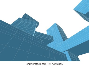 Arquitectura moderna, construcción de una ilustración 3d