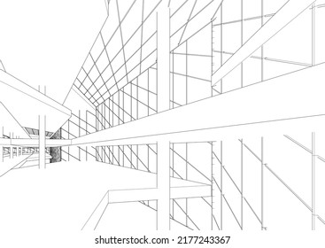 Modern architecture building 3d illustration