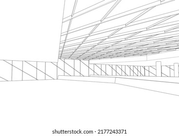 Modern architecture building 3d illustration