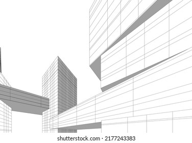 Modern architecture building 3d illustration