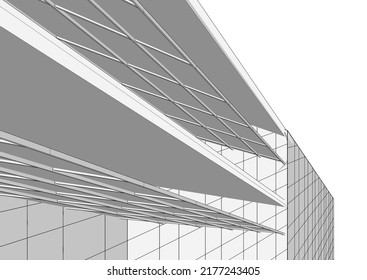 Modern architecture building 3d illustration