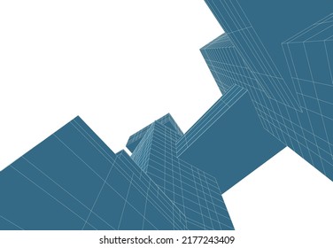 Modern architecture building 3d illustration