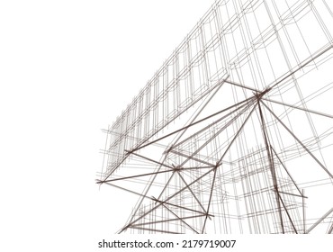 Modern architecture building 3d illustration