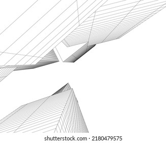 Arquitectura moderna, construcción de una ilustración 3d