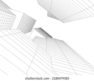 Modern architecture building 3d illustration
