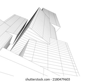 Modern architecture building 3d illustration