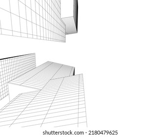 Modern architecture building 3d illustration
