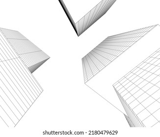 Modern architecture building 3d illustration