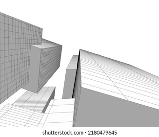 Modern architecture building 3d illustration