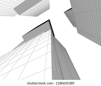 Modern architecture building 3d illustration