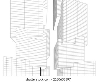 Modern architecture building 3d illustration