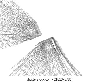 Modern architecture building 3d illustration