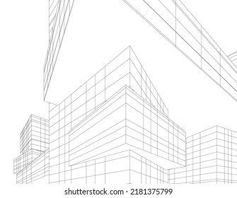 Modern architecture building 3d illustration