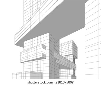 Modern architecture building 3d illustration