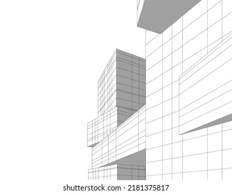 Modern architecture building 3d illustration