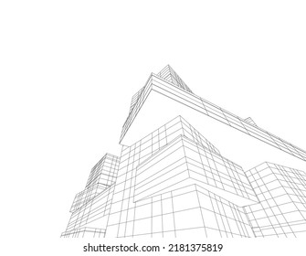 Modern architecture building 3d illustration