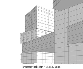 Arquitectura moderna, construcción de una ilustración 3d