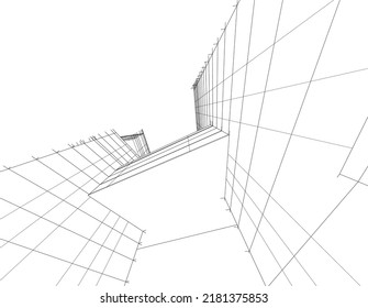 Modernes Gebäude der Architektur, 3D-Illustration