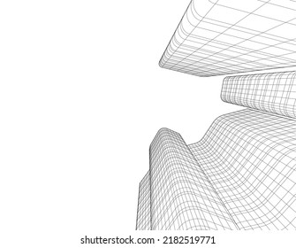 Modern architecture building 3d illustration on white background