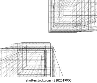 Modern architecture building 3d illustration on white background