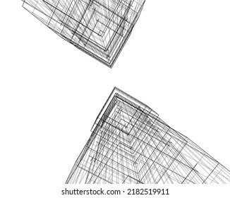 Modern architecture building 3d illustration on white background