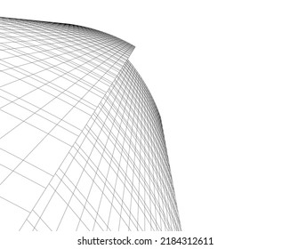 Modern architecture building 3d illustration on white background