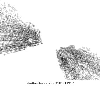 Modern architecture building 3d illustration on white background