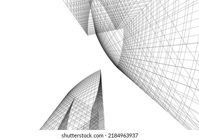 Modern architecture building 3d illustration