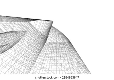 Modern architecture building 3d illustration