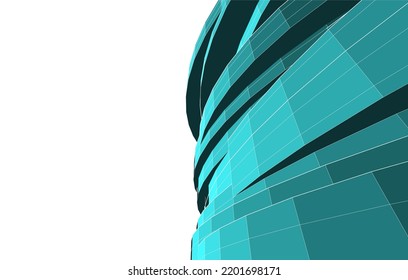  Modernes Gebäude der Architektur, 3D-Illustration