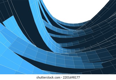  Arquitectura moderna, construcción de una ilustración 3d