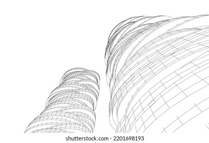  Arquitectura moderna, construcción de una ilustración 3d