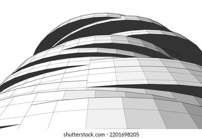  Modernes Gebäude der Architektur, 3D-Illustration