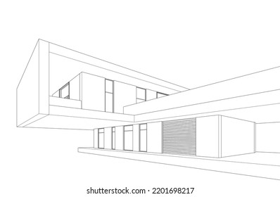  Modern architecture building 3d illustration