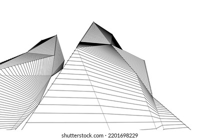  Modern architecture building 3d illustration