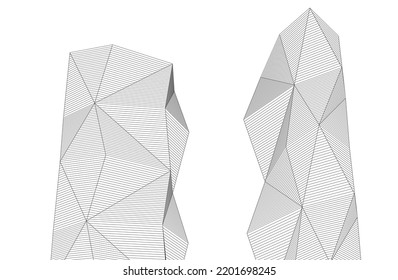  Arquitectura moderna, construcción de una ilustración 3d