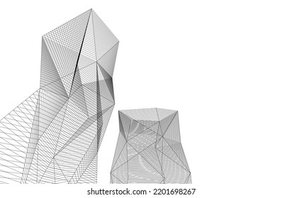  Modernes Gebäude der Architektur, 3D-Illustration
