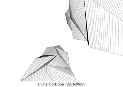  Modern architecture building 3d illustration