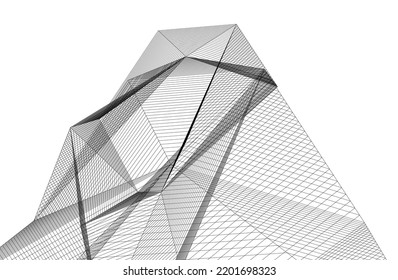  Arquitectura moderna, construcción de una ilustración 3d