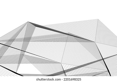  Arquitectura moderna, construcción de una ilustración 3d